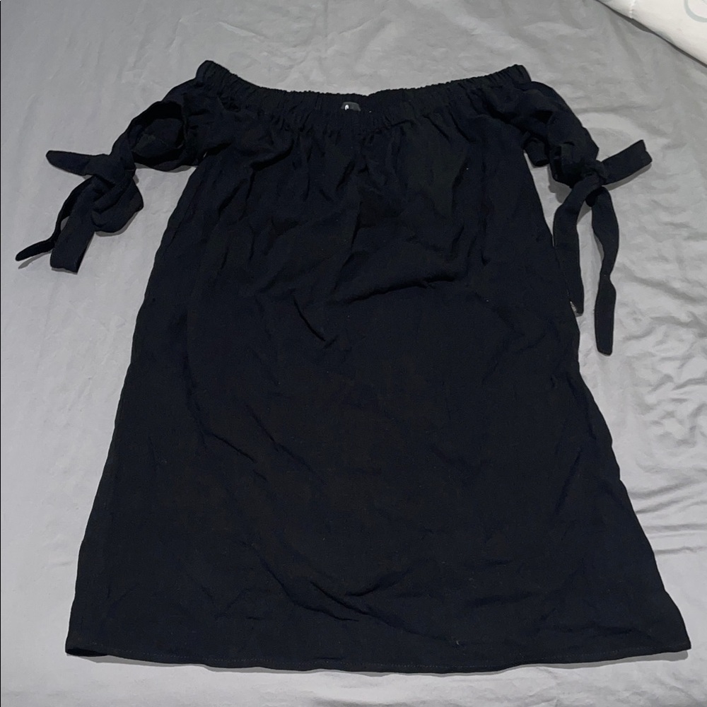 Lulu's Elegant Black Off-Shoulder Mini Dress